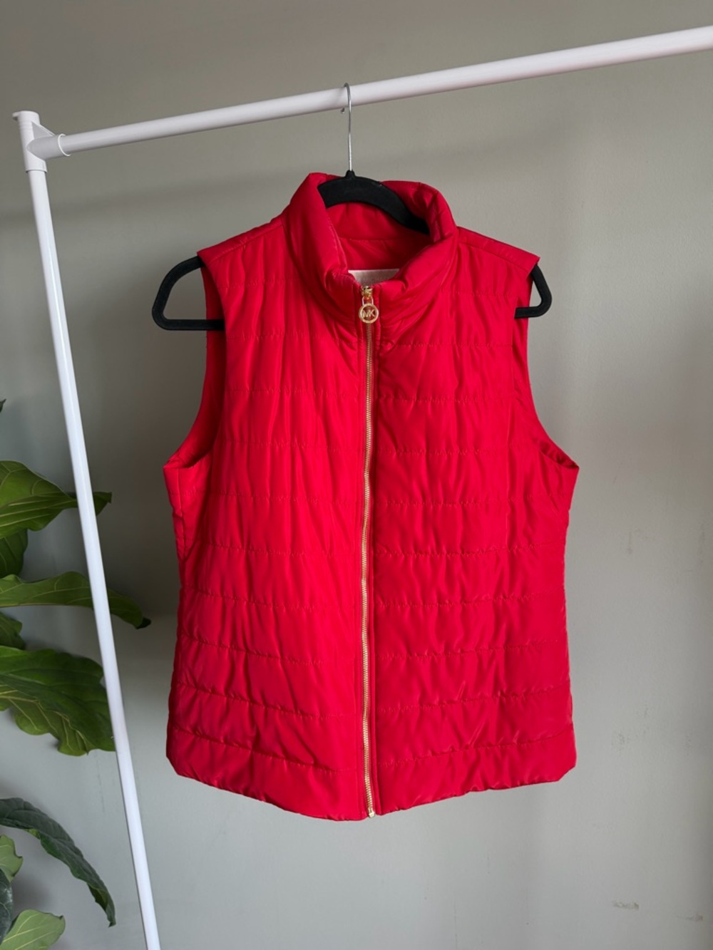 Michael Kors Red Quilted Vest with Gold Hardware Size Large
